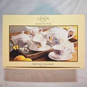 Lenox Butterfly Meadow 9-Piece Tea Set Service for 2 White - NIB - Set#1